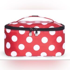 Lug Dolly Short Cosmetic Case “Crimson Large Dot”. NWT